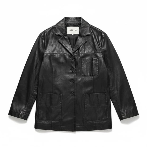 LOEUVRE 여성 블랙 가죽 자켓 F