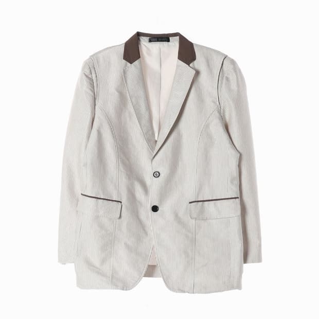 LONE 브라운 배색 스트라이프 자켓 100