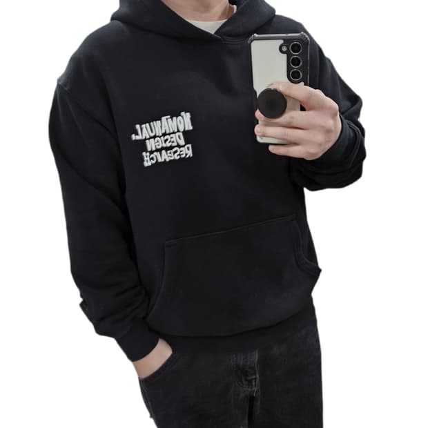 S 95 노매뉴얼 백프린팅 후드티 블랙