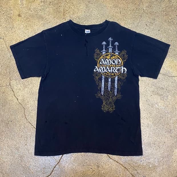 미국 빈티지 AMONAMARTH 로고 락티셔츠 반팔티