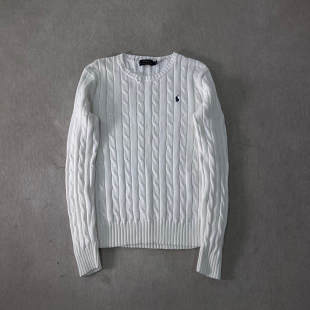 W 95 폴로랄프로렌 꽈배기 화이트 니트