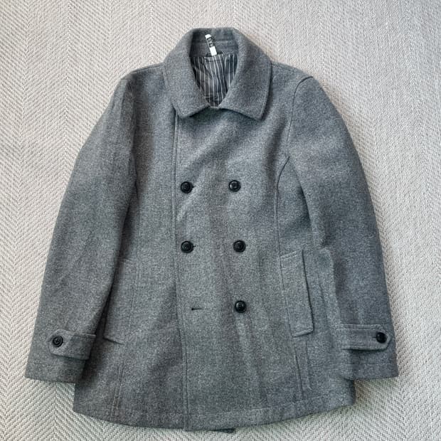 빈티지 더블 브레스티드 그레이 피코트 