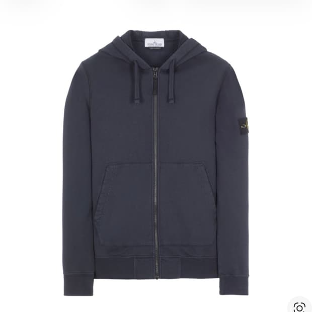 스톤아일랜드 64251 코튼 플리스 후드 집업 네이비 블루