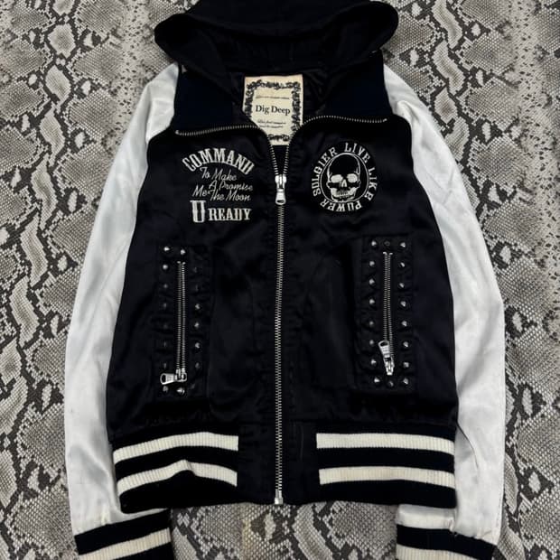 Vinatage DIG DEEP 빈티지 디그딥 스컬 패치 스터드 스카쟌