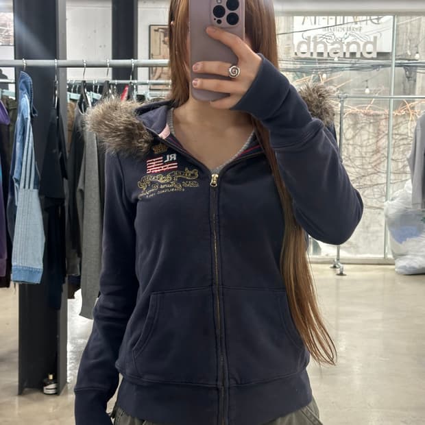 폴로 진스 성조기 크라운 퍼후드울프죠 후드집업