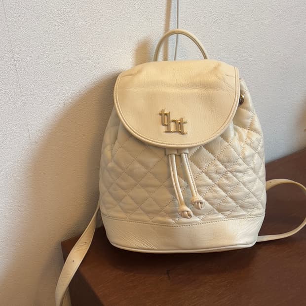 Threetimes Acorn quilted backpack Ivory