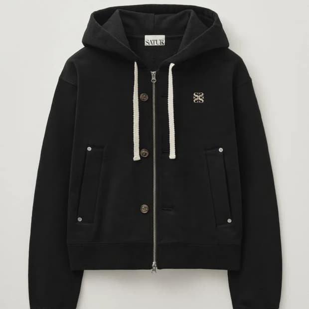 테오 코튼 올 데이 후드 집업 팔레트 블랙