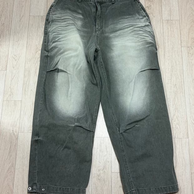 [L] 이티씨이 워시드 배기진 카키