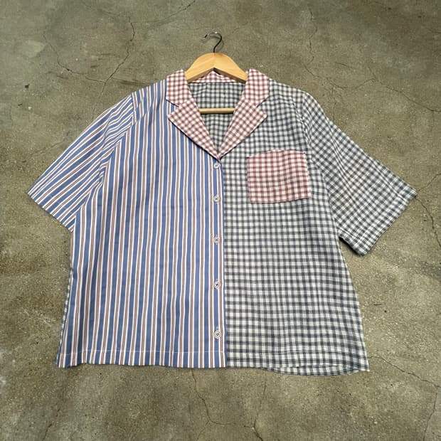 체크 반팔 셔츠