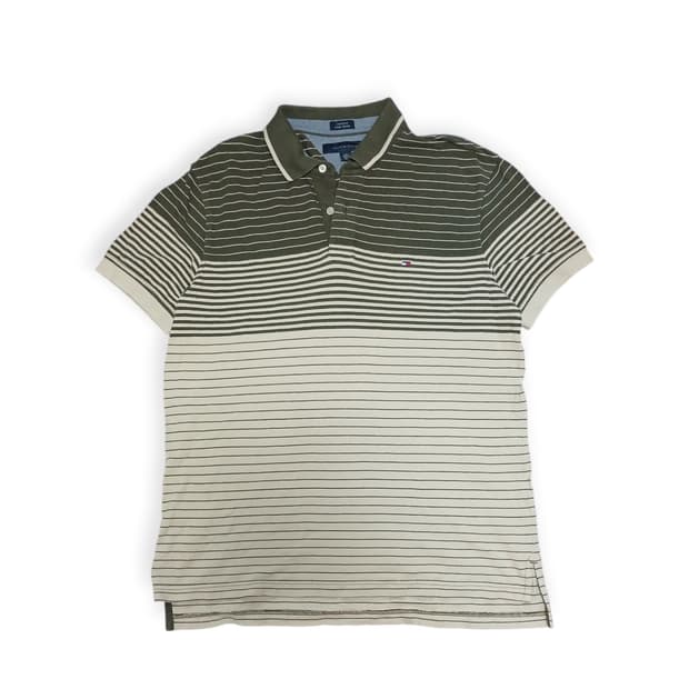 타미 카키 베이지 스트라이프 반팔티셔츠 