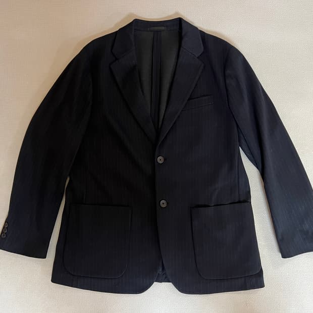 유니클로 스트라이프 감탄 재킷 자켓(네이비) XL