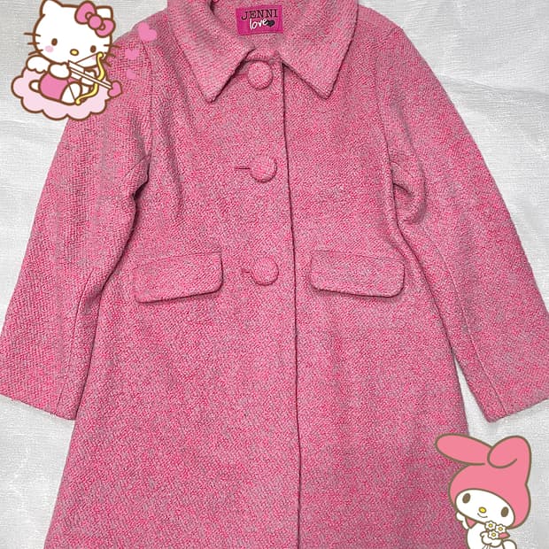 빈티지 마멜깔 진핑크 모직 코트