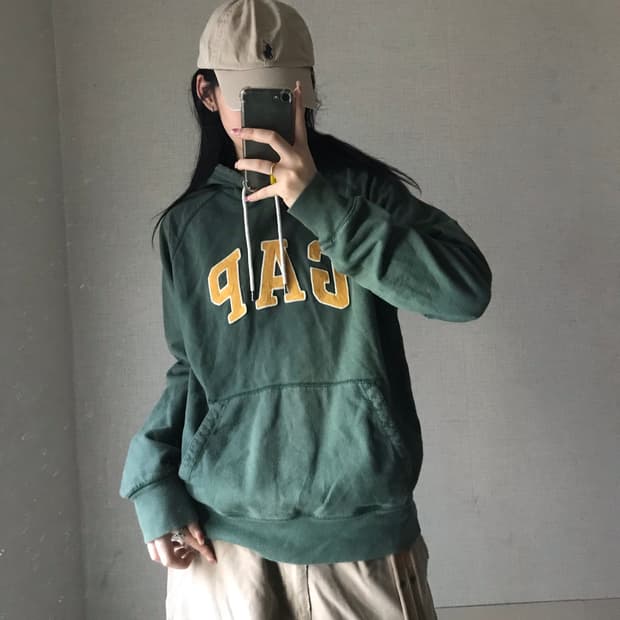 갭 그린 후드티