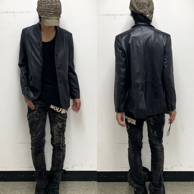 (TAKA-q)3-Button Sheep Leather Tailored 