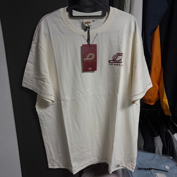 새상품(XXL)디키즈 스네이크 자수로고 반팔티셔츠 아이보리