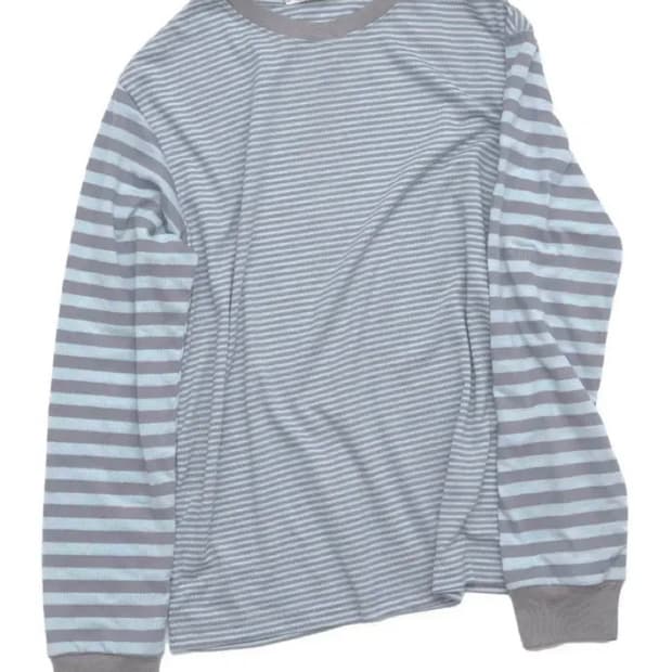 영마일웨어 0milewear 스트라이프 롱슬리브 블루