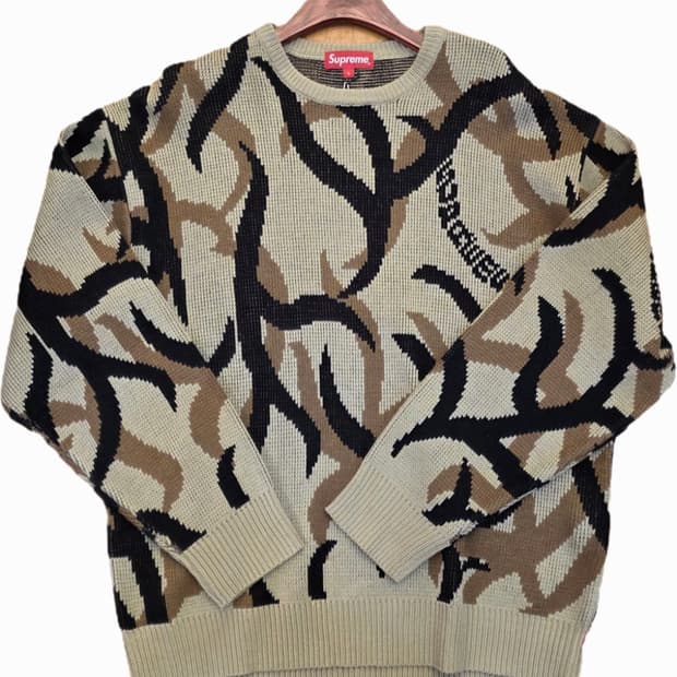 슈프림 트라이벌 카모 스웨터 탄 - fw19