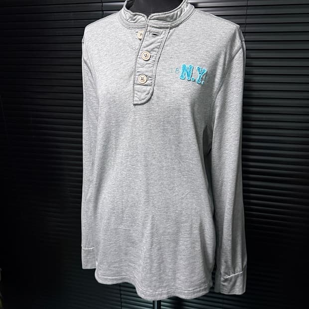 아베크롬비 긴팔 티셔츠 롱슬리브리스 회색 그레이 민트 하늘색 L 100