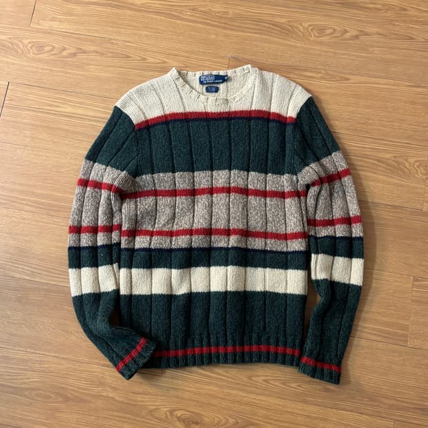 폴로 스트라이프 니트