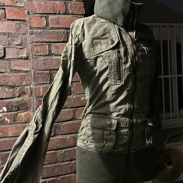 *rare design* 2000s 카키 야상 하이넥 자켓