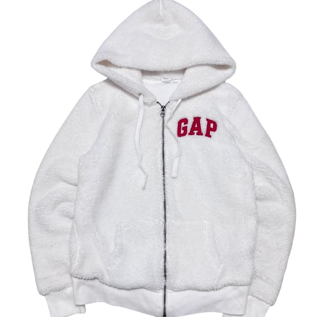 GAP 갭 뽀글이 플리스 흰색 후드집업