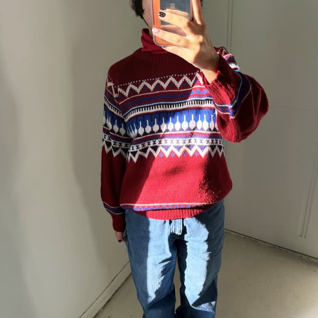 빈티지 스웨터 노르딕패턴 스웨터 니트