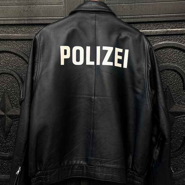 90s 독일군 polizei 밀리터리 레더 가죽 자켓