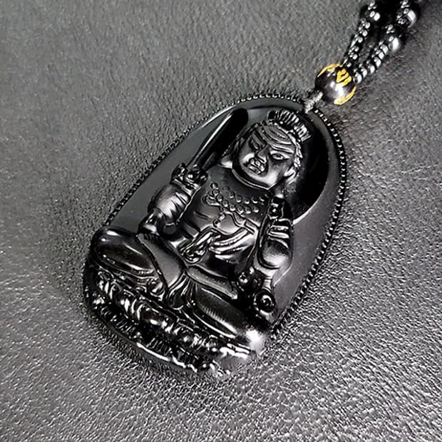 부동명왕 흑요석 펜던트 불상 부처님 불교 남자 목걸이