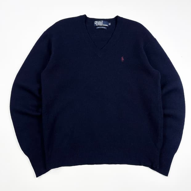 폴로 랄프로렌 클래식 램스울 브이넥 니트 네이비 여성S