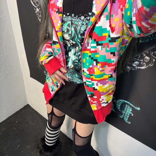 Pattern Hoodie Zip-up