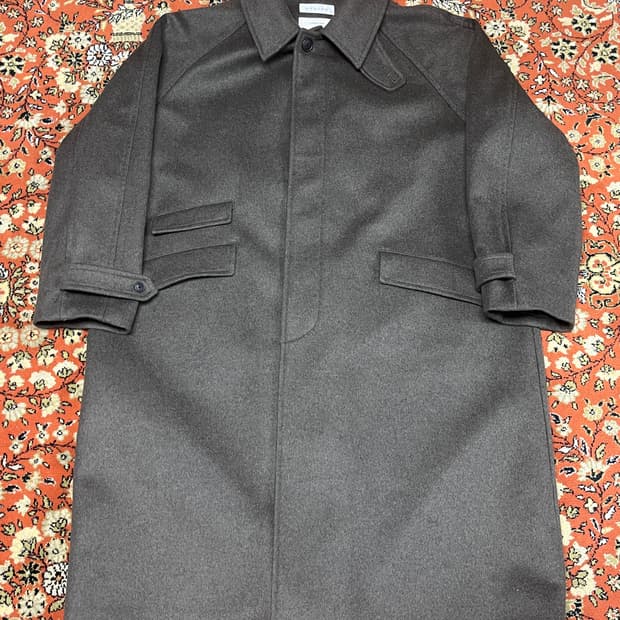 [XL] 비슬로우 오버사이즈 캐시미어 발마칸 코트 다크올리브