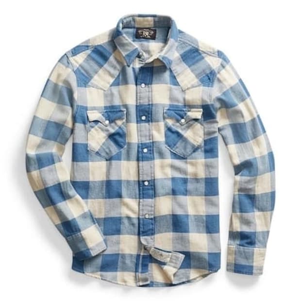 RRL 더블알엘 플래드 트윌 웨스턴 셔츠 XL