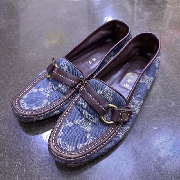 셀린느 데님 플랫 로퍼 38