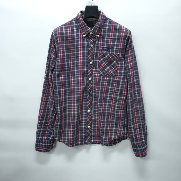 타미힐피거 남성 체크 남방 셔츠 (퍼플/버건디)