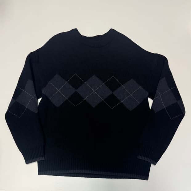 드로우핏 DRAW FIT 아가일 패턴 니트 L 블랙