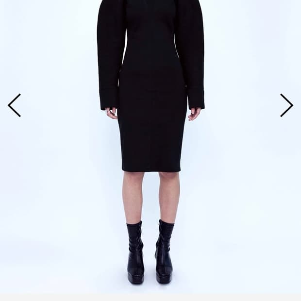 Draped Rib Dress _ Black