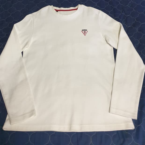 게스 자수패치로고 혜비코튼 롱슬리브 화이트 (M)