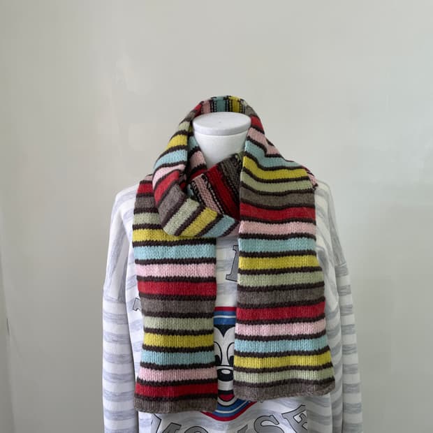빈티지 멀티 스트라이프 머플러 