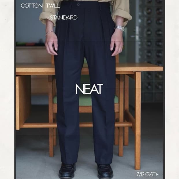 Neat / 네이비 코튼 트윌 슬랙스 / 46