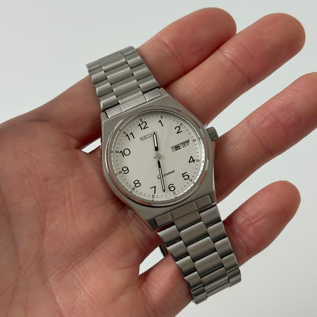 1980s Chronos Arabic Index Silver Quartz
