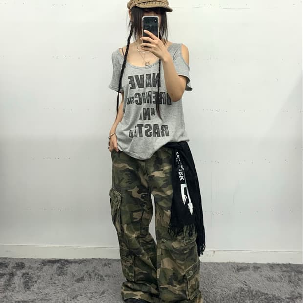 재패니즈 벨트 카모 카고팬츠