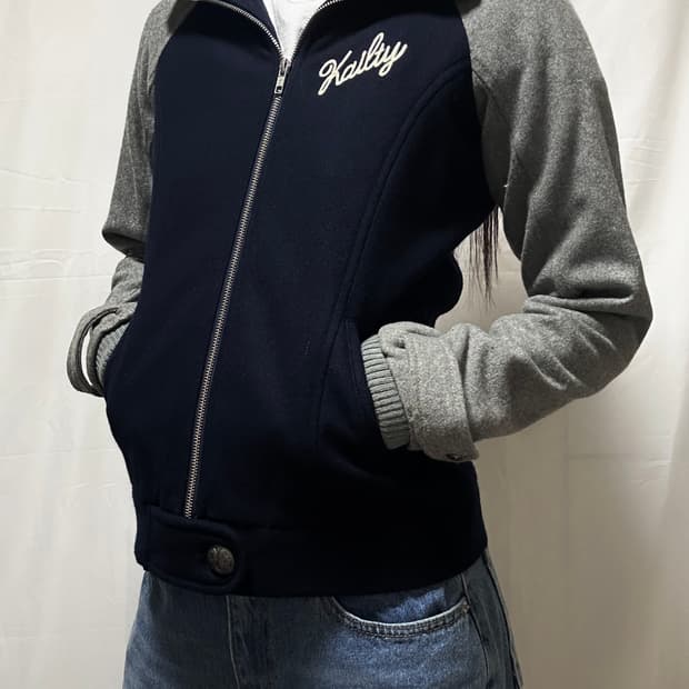 빈티지 울 모직 후드 자켓