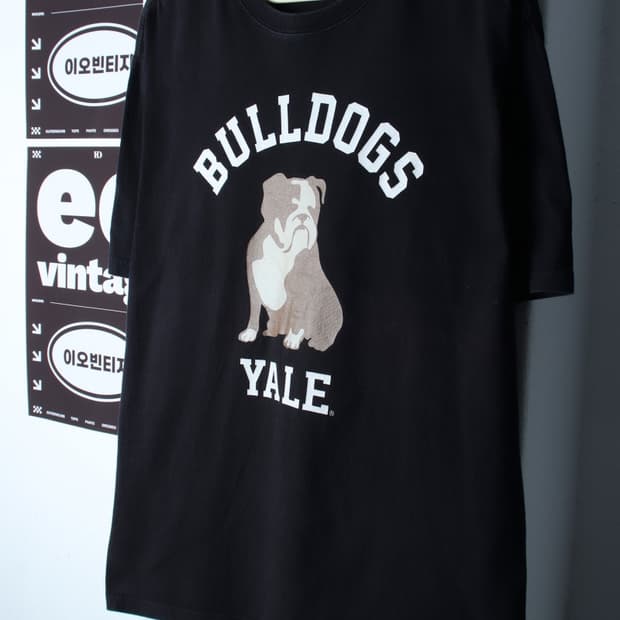(L-XL) 예일 반팔 티셔츠 빅로고 불독 블랙 올드스쿨-H32970