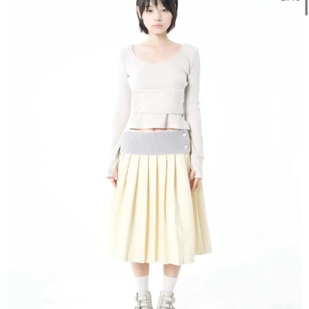 오스하이 oshigh 밴드 플리츠 스커트 