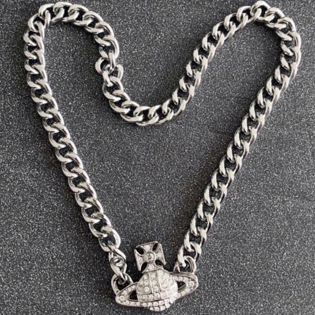 비비안웨스트우드 아카이브 크리스탈 큐빅 orb 초커체인 목걸이