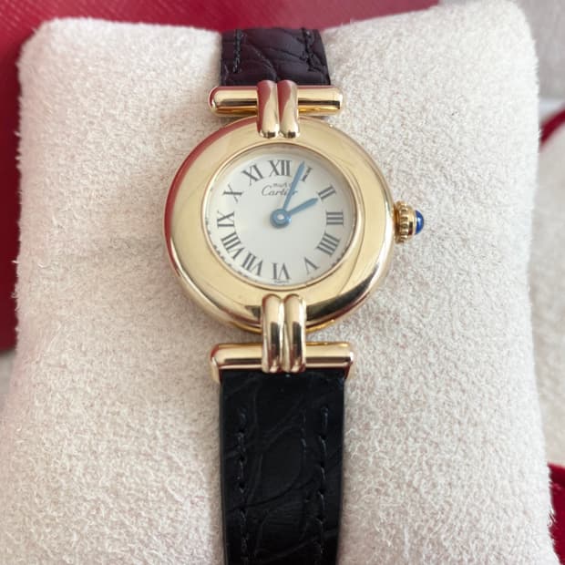 까르띠에 머스트 꼴리제드 24mm 쿼츠 여성용 금장 실버