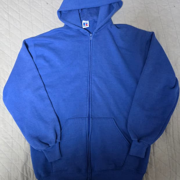 [L] 90s 빈티지 러셀 애슬레틱 코랄 블루 후드집업 라이트 페이드