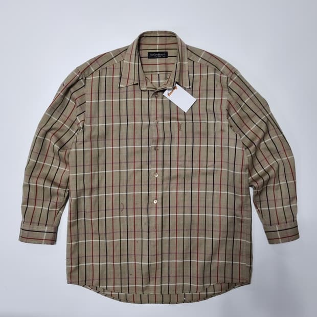 입생로랑 브라운 체크셔츠 