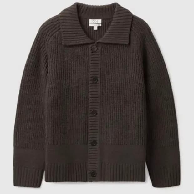 코스 COS 리브드 울 가디건 L