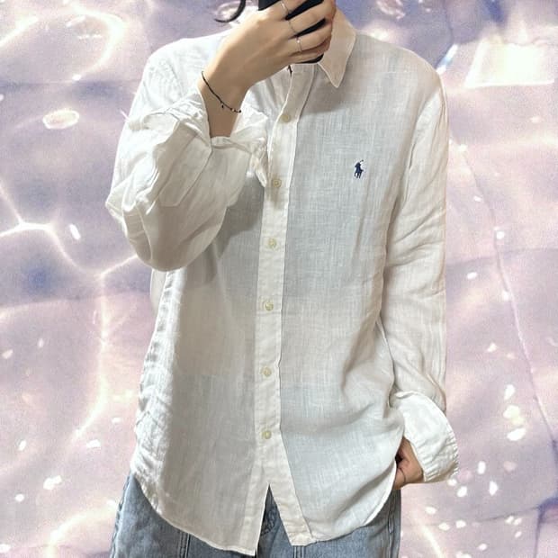 폴로 랄프로렌 신형 린넨 셔츠 화이트 S 